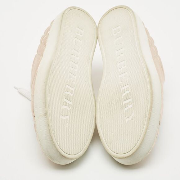 Burberry Metallic Pink Quilted Leather Westford Low Top Sneakers Size 40 - Picture 6 of 7
